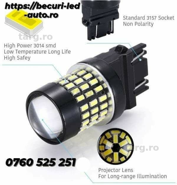 Bec led P27/7W 3157 Alb-Rece/Portocaliu(5000Lm/12-30V/6000K)Can-bus