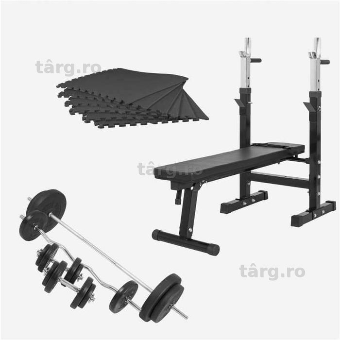 *Set banca reglabila + greutati ciment 100 KG + saltea protectoare