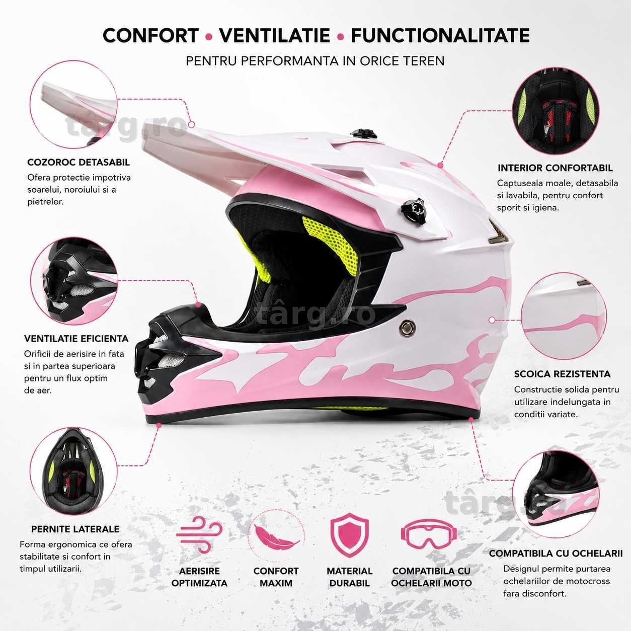 Casca Moto Enduro Cross ATV - S / M / L / XL - Roz 3