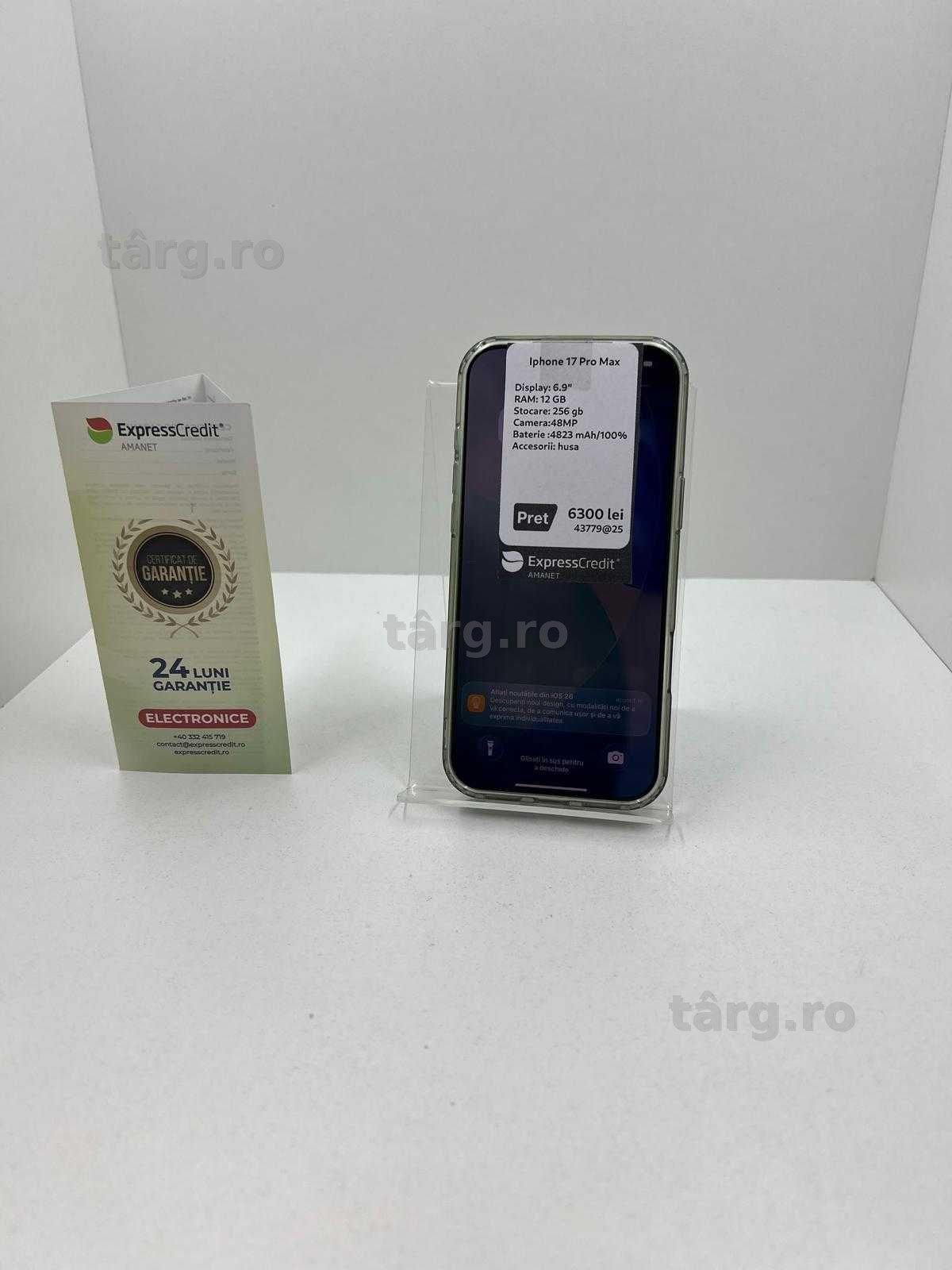 Iphone 17 Pro Max 256GB 100% (Ag25 Belvedere B.43779) Garantie 2 ani! 3