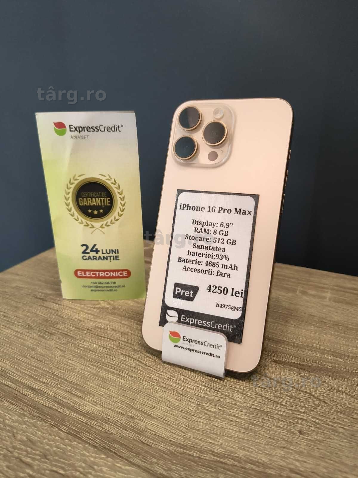 (AG51) Apple iPhone 16 Pro Max 512GB b4975 - Garantie 2 ani!