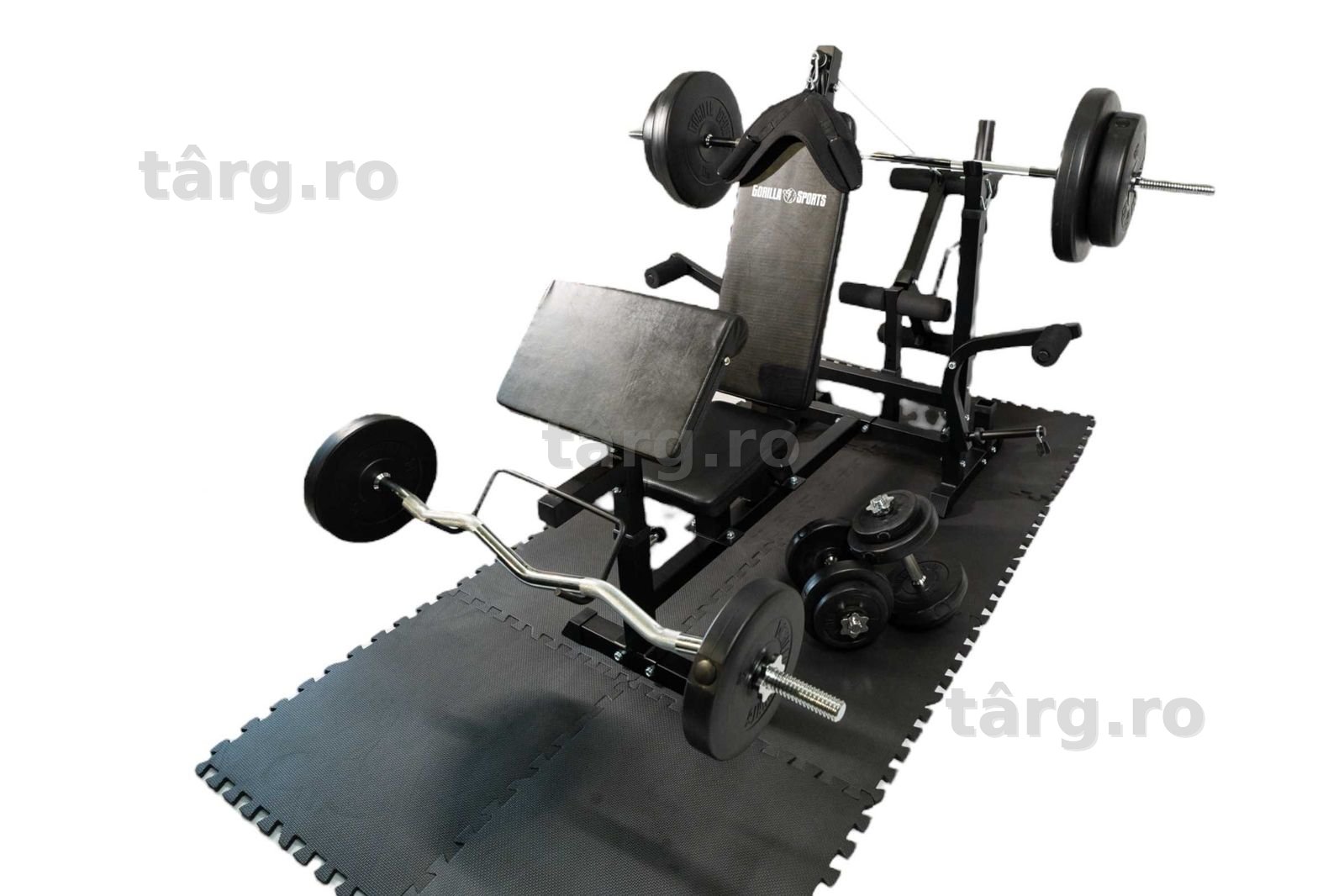 Banca Multifunctionala cu Set Greutati 100kg + Covoras Protectie