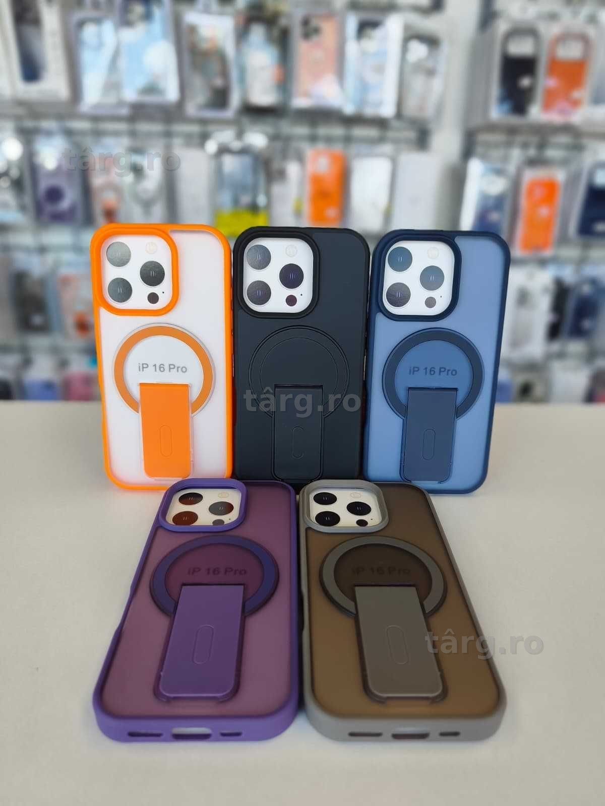 Husa de protectie cu MagSafe si Suport Birou Pliabil pentru iPhone 16 Pro