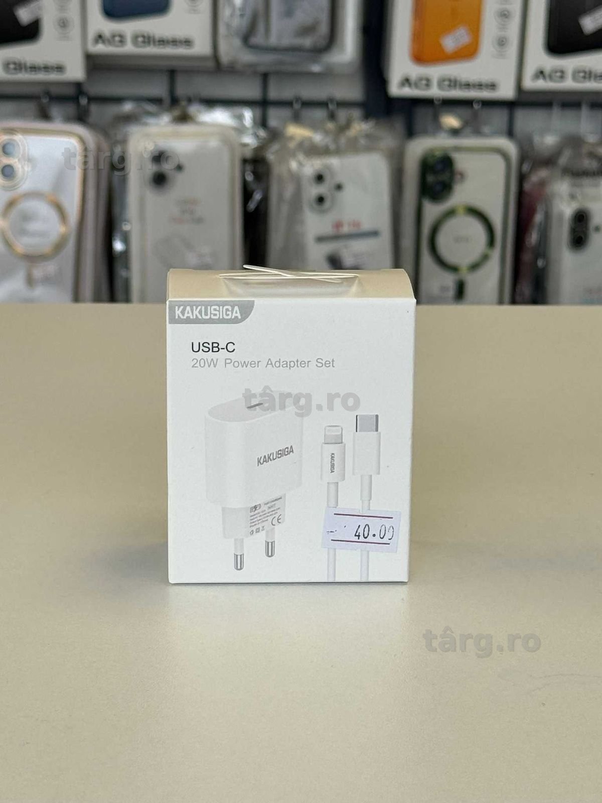 Incarcator kakusiga +cablu lightning, incarcare rapida,20w