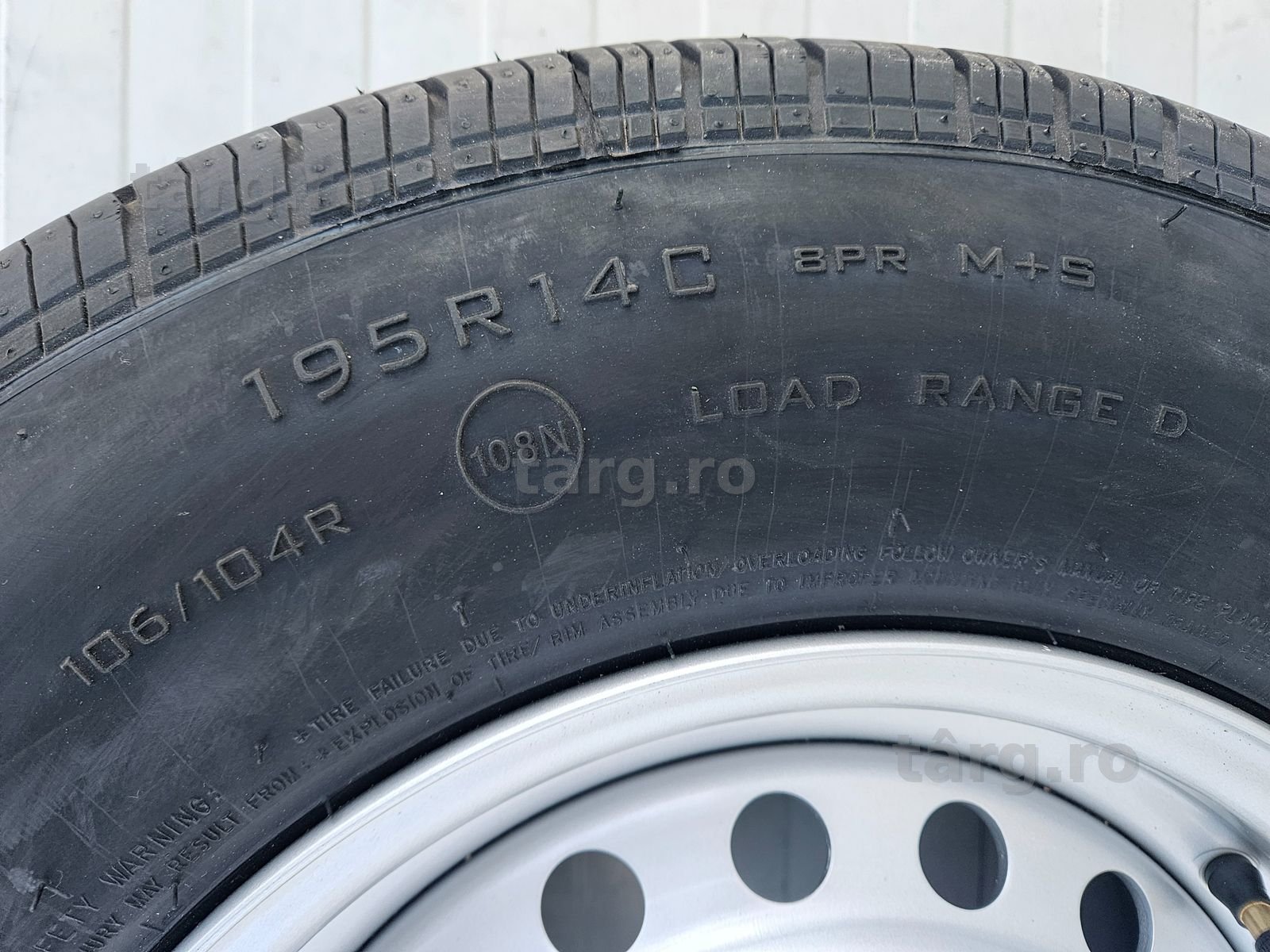 Roata completa remorca 195 R14C Anvelopa SECURITY M+S pe Janta 5.5Jx14 5