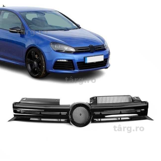 Grila Centrala model R20 Rline GTD GTI pentru Volkswagen VW Golf 6 VI, Negru Lucios