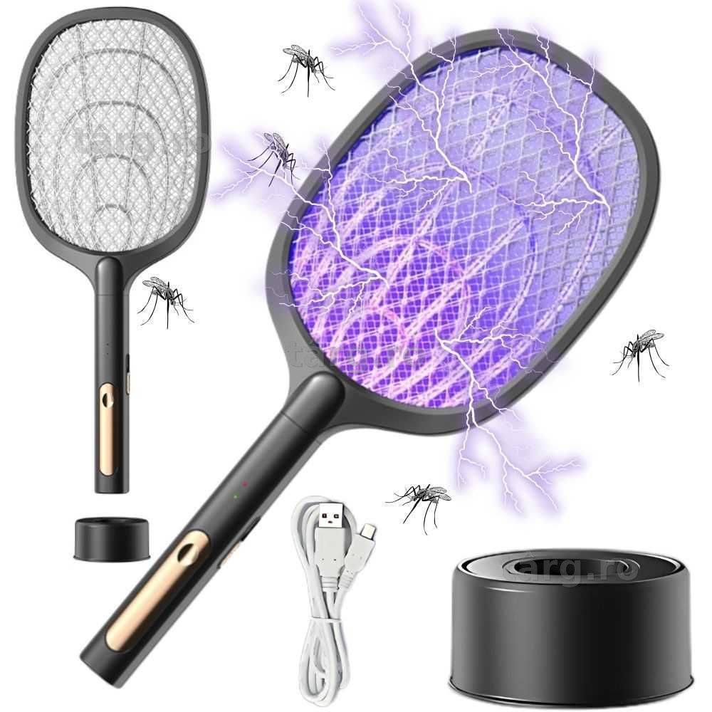 Paleta electrica anti tantari cu lampa UV si suport reincarcabil USB-C
