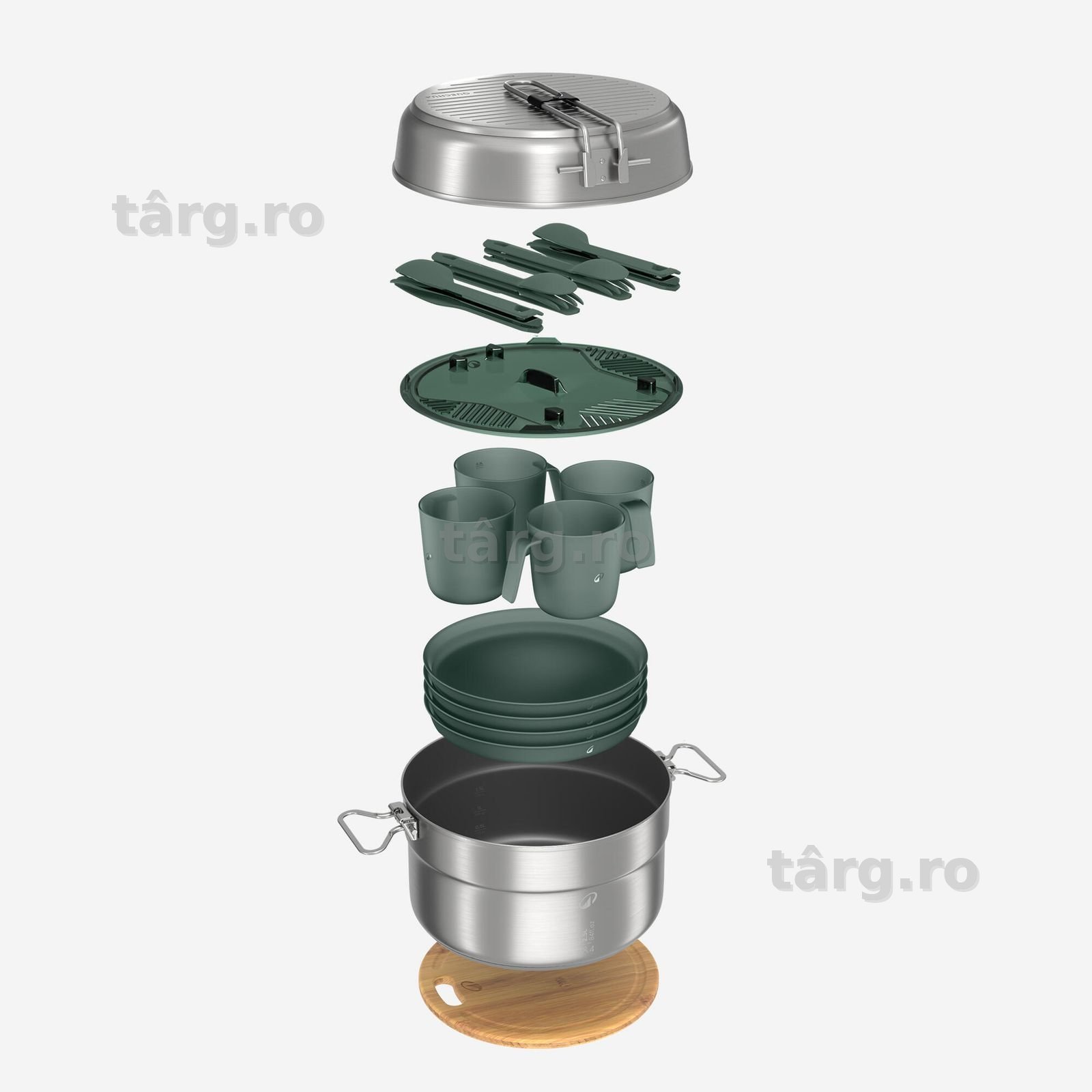 Set de gătit 500 camping din inox + - produs resigilat Decathlon