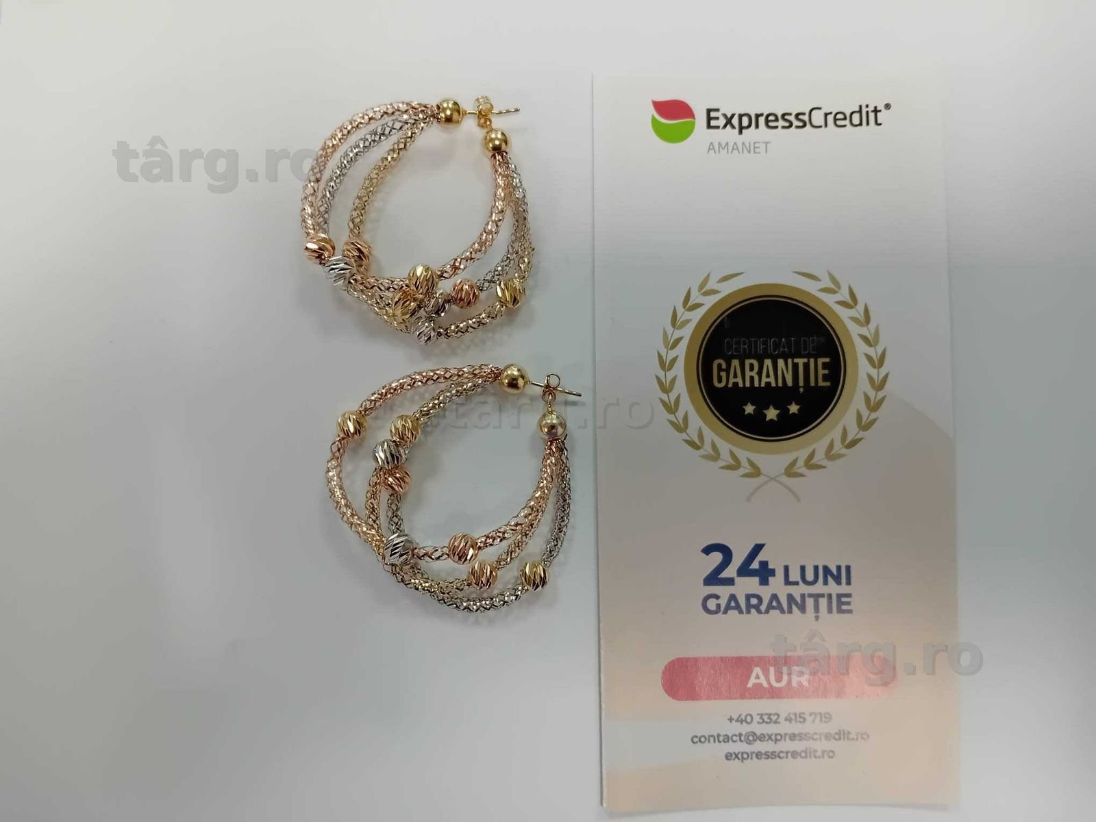 (Ag33) Cercei Aur 14K/Garantie 2 ani 2