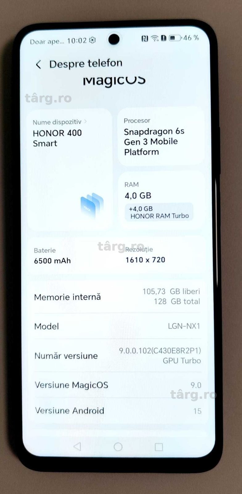 (AG 35) Telefon Honor 400Smart 5G b.34376 - 550Lei Garantie 2ani! 5