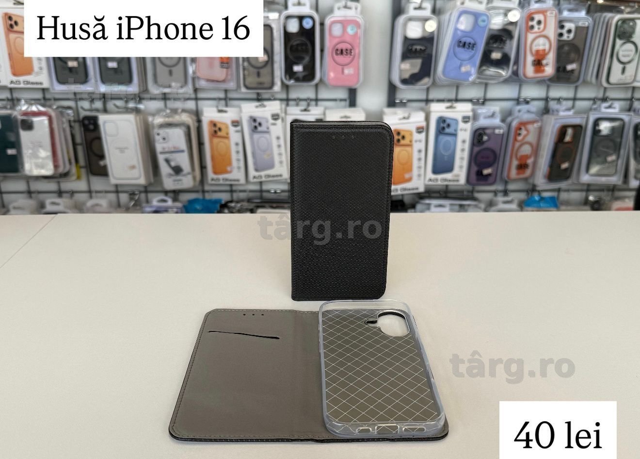 Husa tip carte - piele ecologica - iPhone 16 2