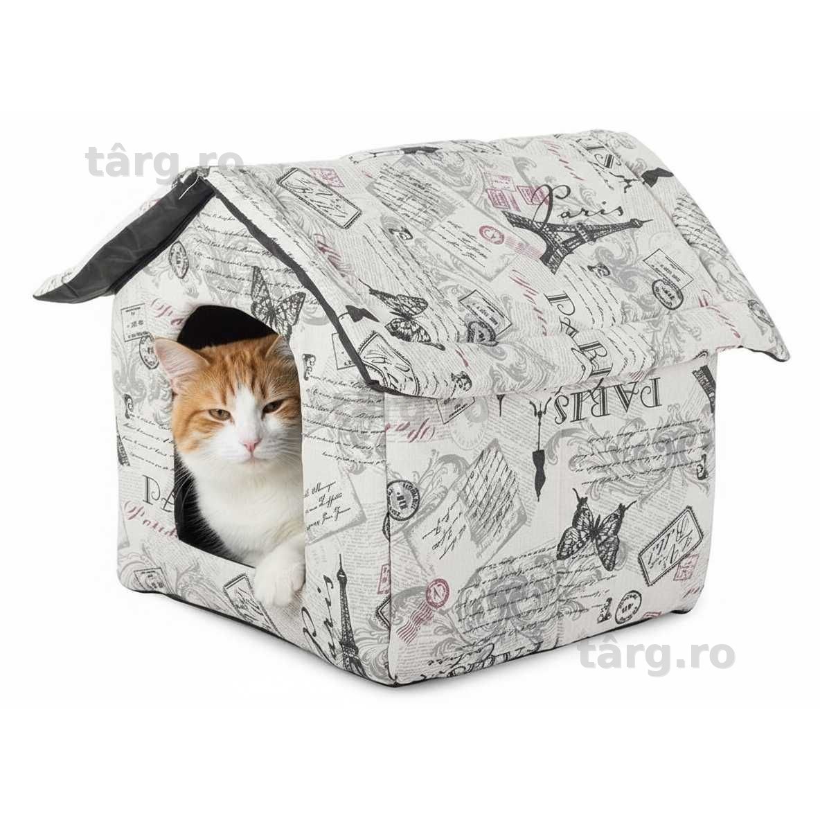 Casuta pliabila pentru pisici cu pernuta detasabila Paris 32x31x29 cm