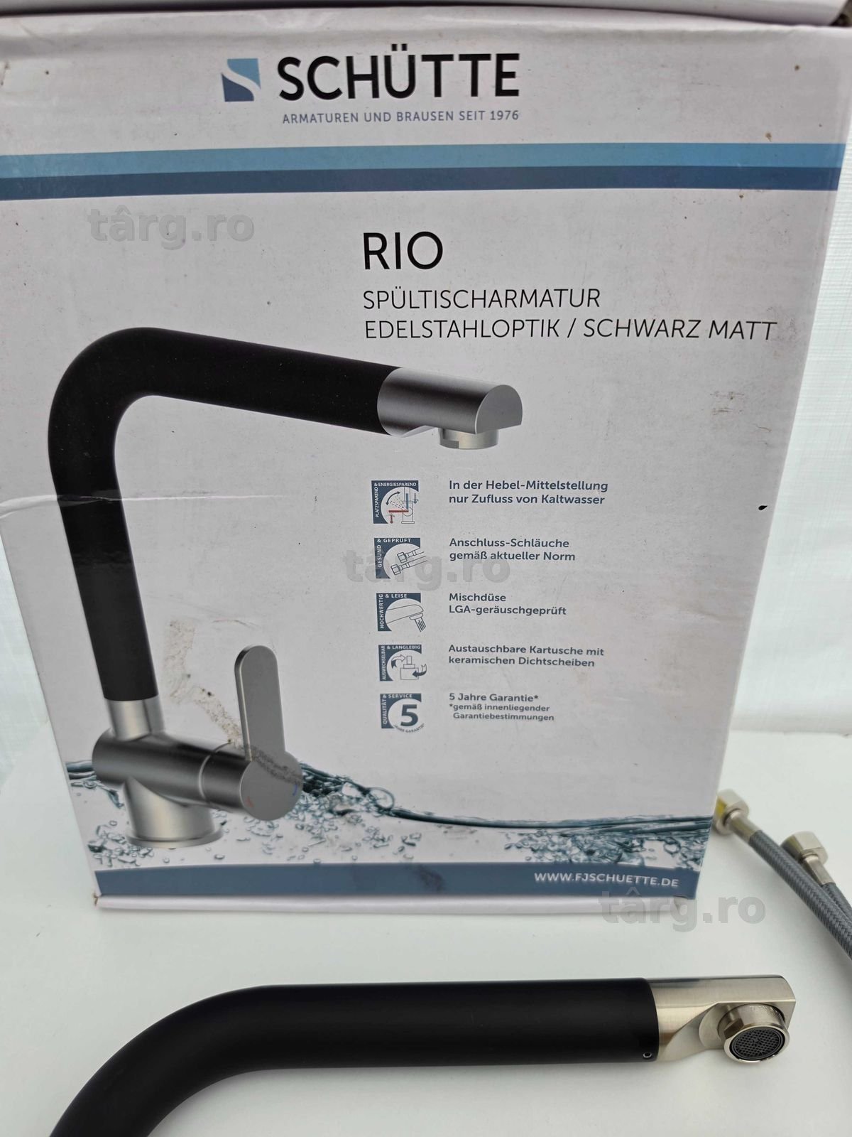 Baterie bucătărie monocomandă SCHÜTTE Rio finisaj inox/negru 79866 4