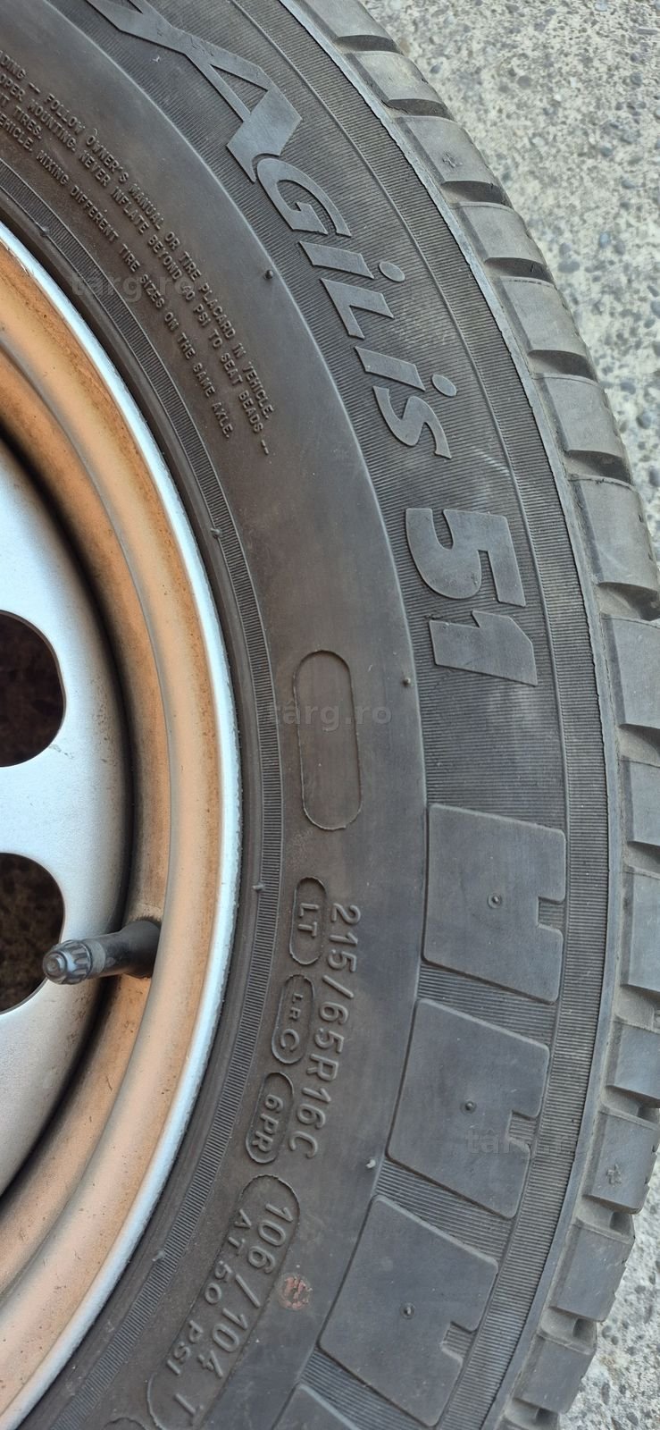 4 anvelope vara ca noi Michelin 215/65/16C,echipate cu jante R16;7Jx16H2,ET.46.Pretul este pe bucata. 5