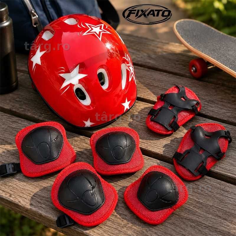 Set Protectie Pentru Copii 7 in 1, Casca, Genunchiere, Cotiere si Aparatori Incheieturi pentru Bicicleta, Trotineta, Role 4