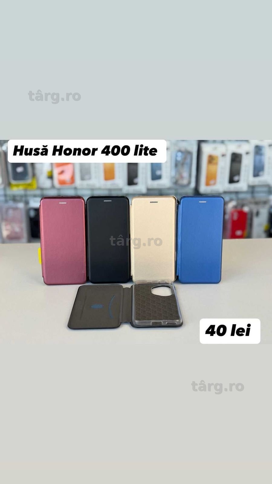 Husa tip carte , folie, cablu, incarcator Honor 400 Lite 2