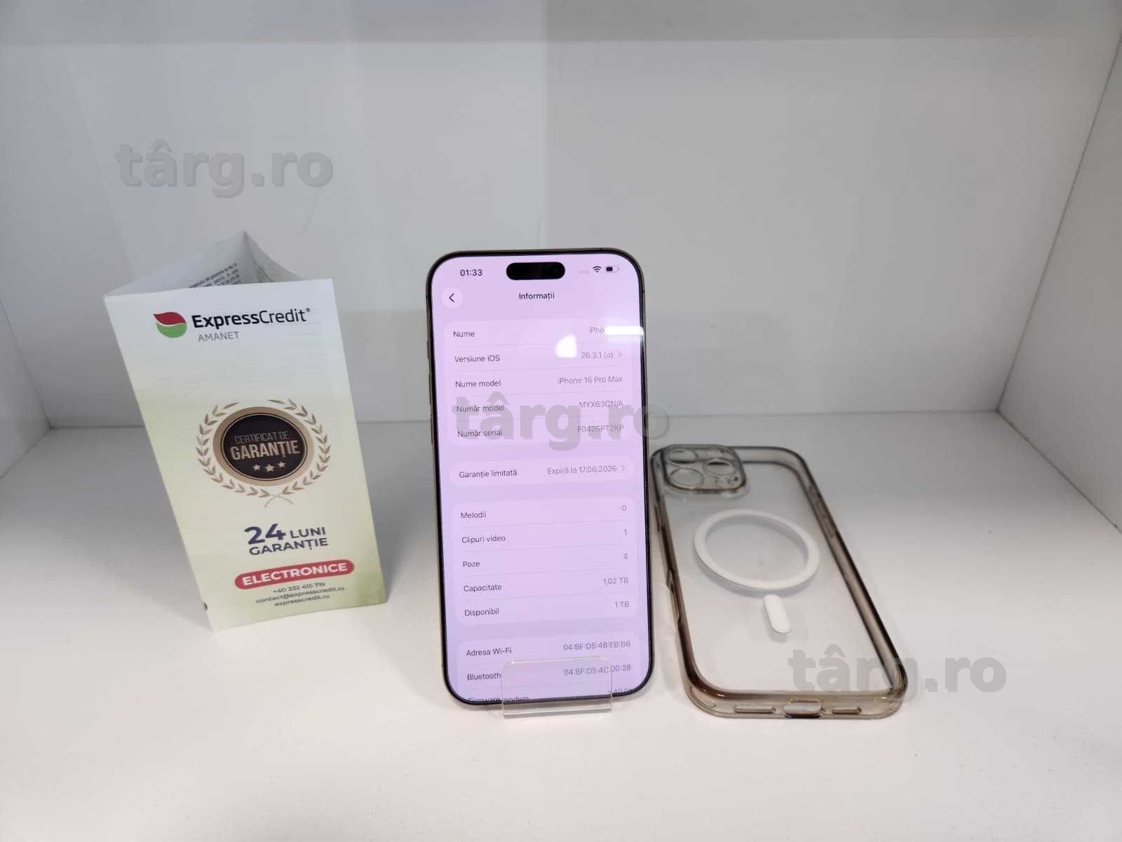 Iphone 16 Pro Max 1 TB  (Ag8 Tudor/B74775) – Garantie 2 Ani!