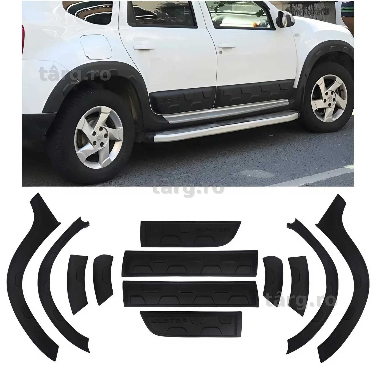 Set 12 Bandouri Laterale Model Off-Road STRIAT Protectii Bara Aripa USI Overfendere DACIA DUSTER I 2010-2017