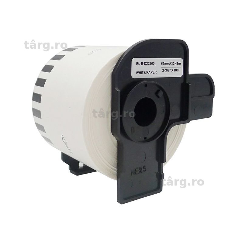 Rolă de etichete termice continue albe de 62 mm