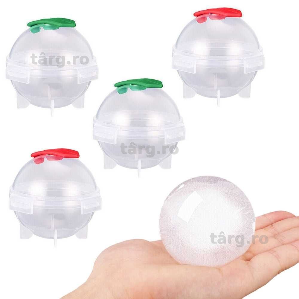 Forma rotunda pentru gheata 4 bile mari reutilizabile transparent 5 cm