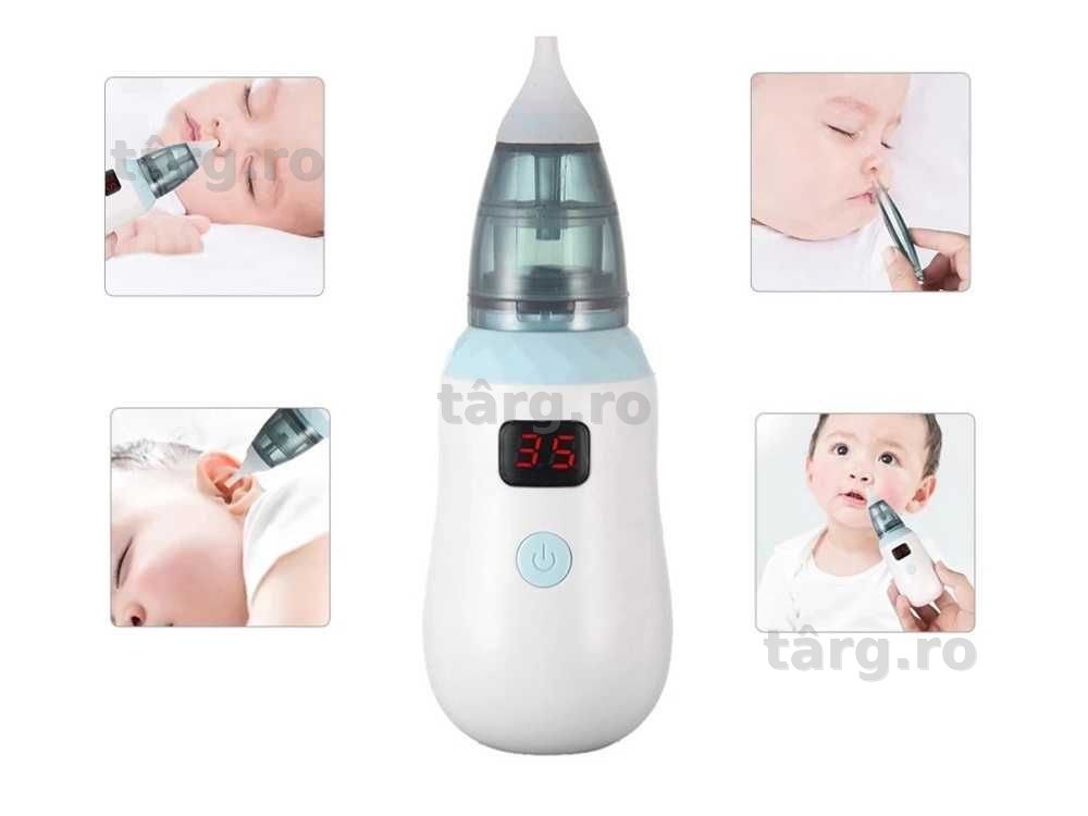 Aspirator Nazal pentru Copii 5 Trepte de Putere LCD Silentios Portabil