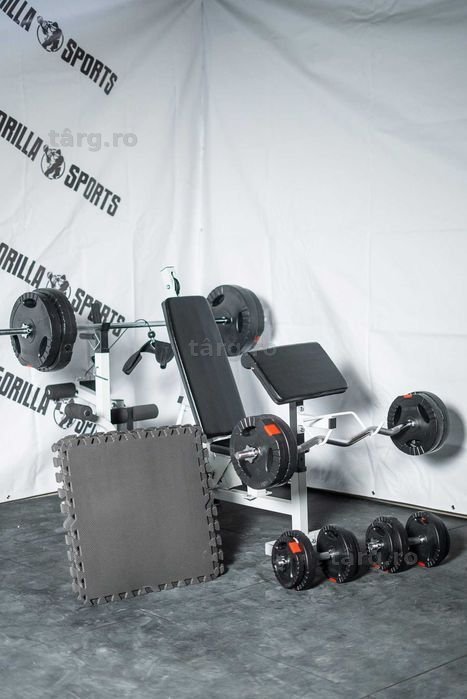 Banca Multifunctionala + Set De Greutati 120 Kg 30/31mm Cu Prindere