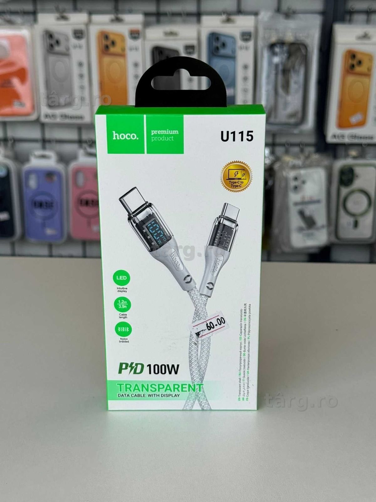 Cablu de incarcare rapida si transfer date, USB-USB C, 100W
