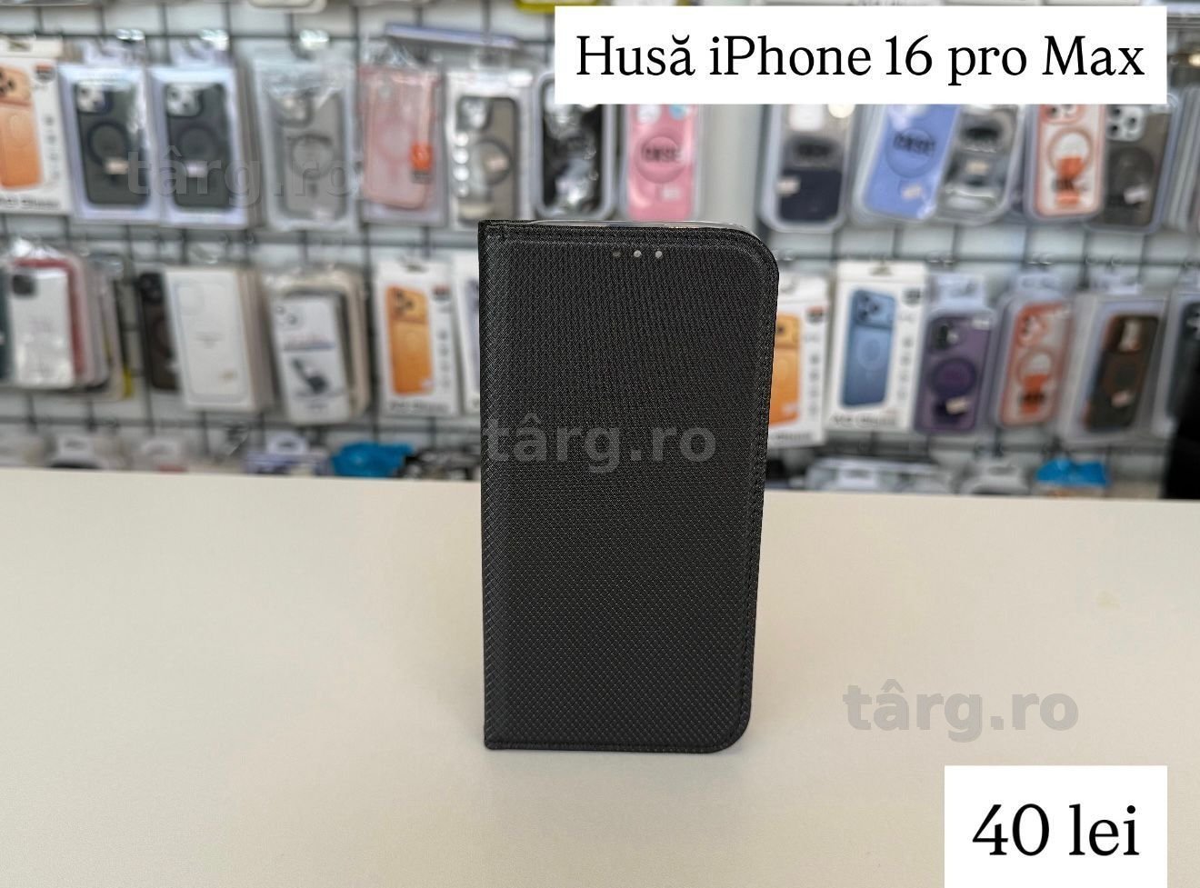 Husa tip carte - piele ecologica - iPhone 16 Pro Max