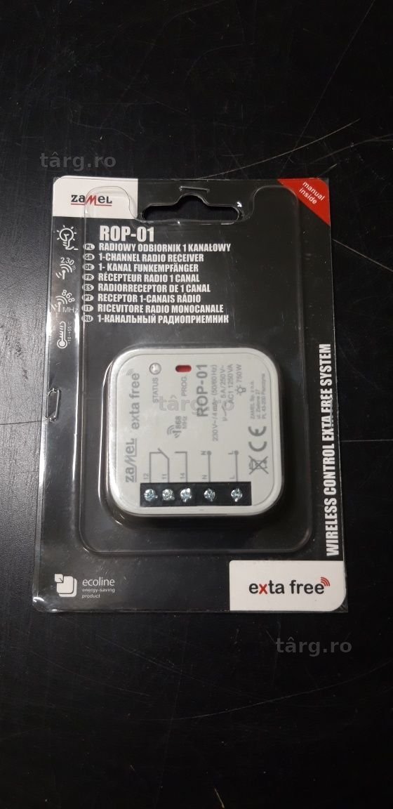 Receptor radio cu 1 canal ZAMEL, ROP-01, 230 V AC, Alb