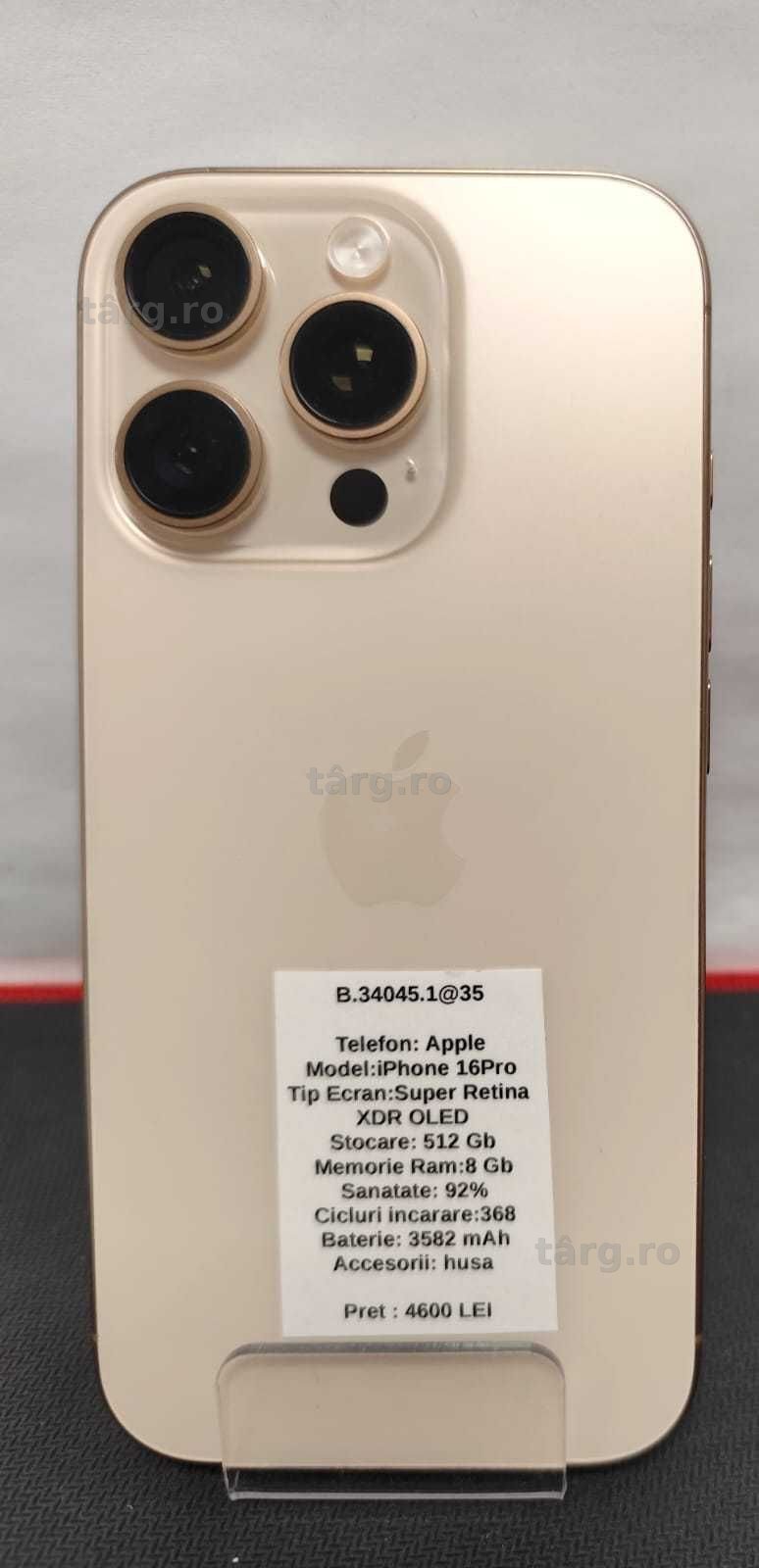 Telefon  IPhone 16 Pro (AG35 B34045.1) 2 ANI GARANTIE! 4