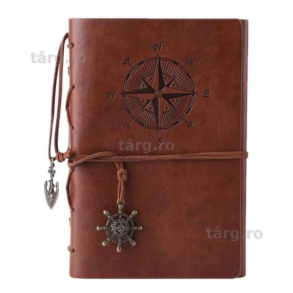 Agenda stil nautic format A6 150 pagini coperta din piele artificiala