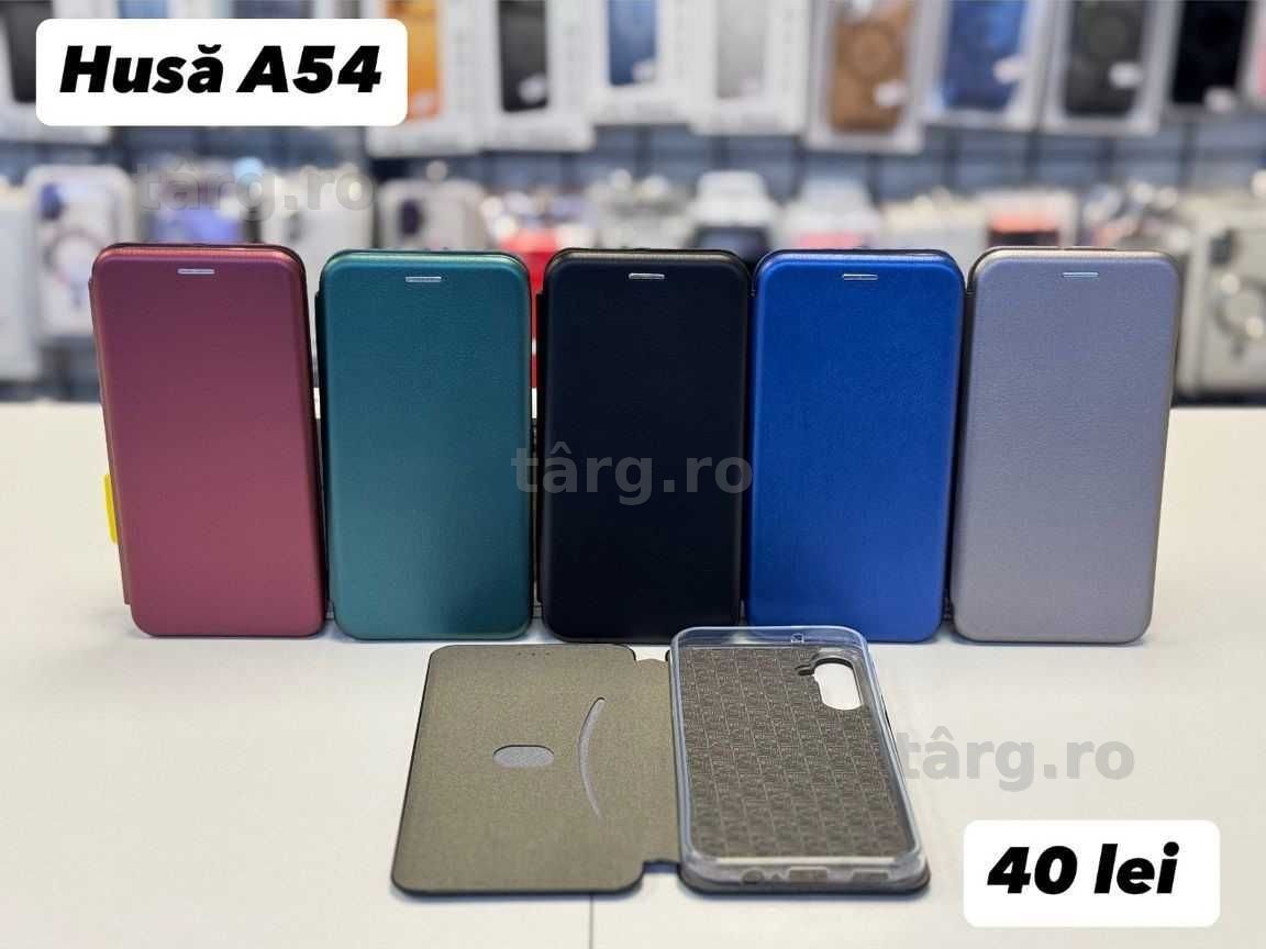 Husa piele ecologica tip carte, folie, cablu, incarcator Samsung A54 2
