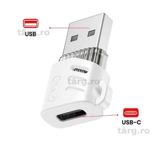 Adaptor XO-NB256D, Type-C la USB, Transfer date OTG 480MBps, Alb 3