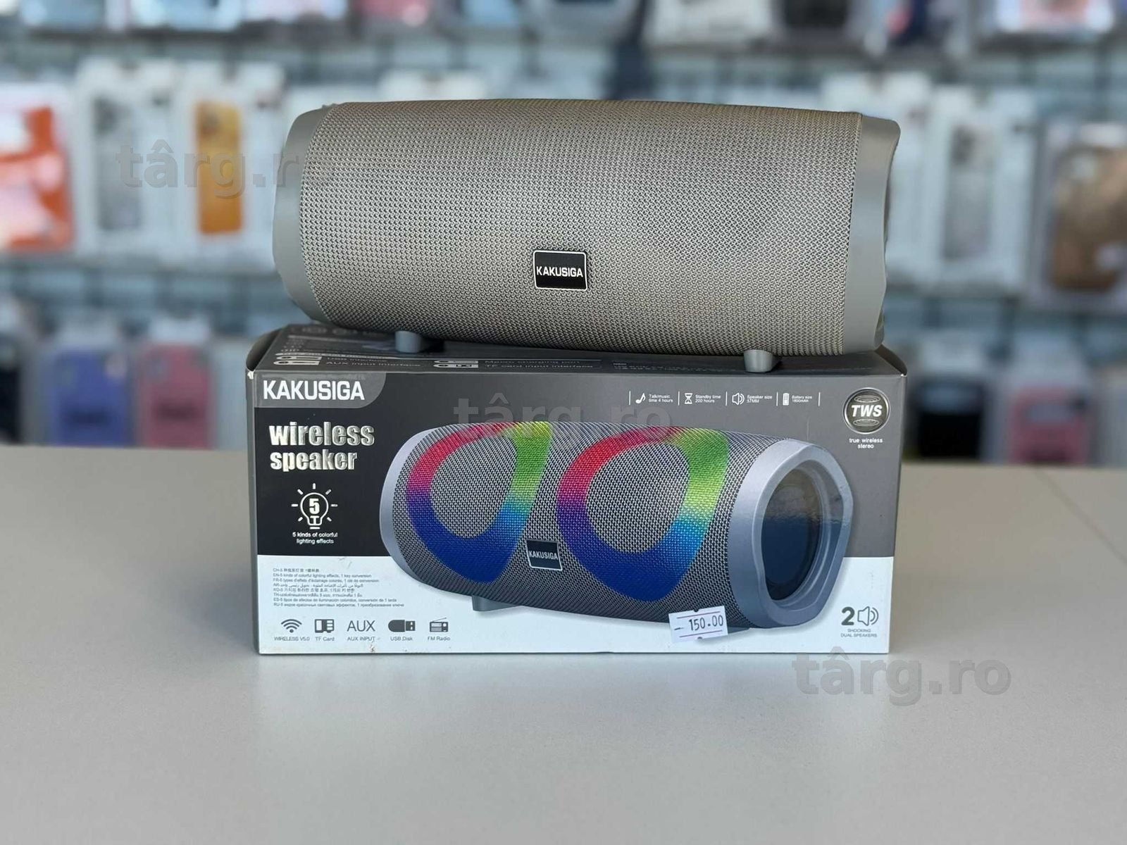 Boxa Portabila, Baterie 1800mAh, BT 5.0, Lumini RGB, Autonomie 4 Ore, 3