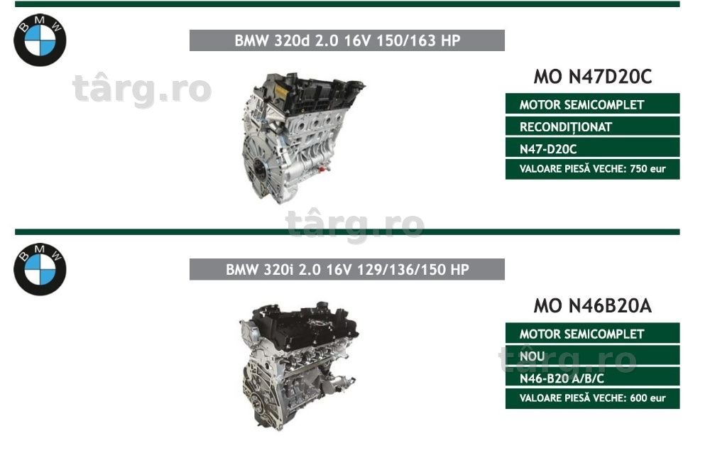 motor bmw 320 520 x5 3.0 40d xdrive 16v 24v semicomplet N47 n46 n43 4
