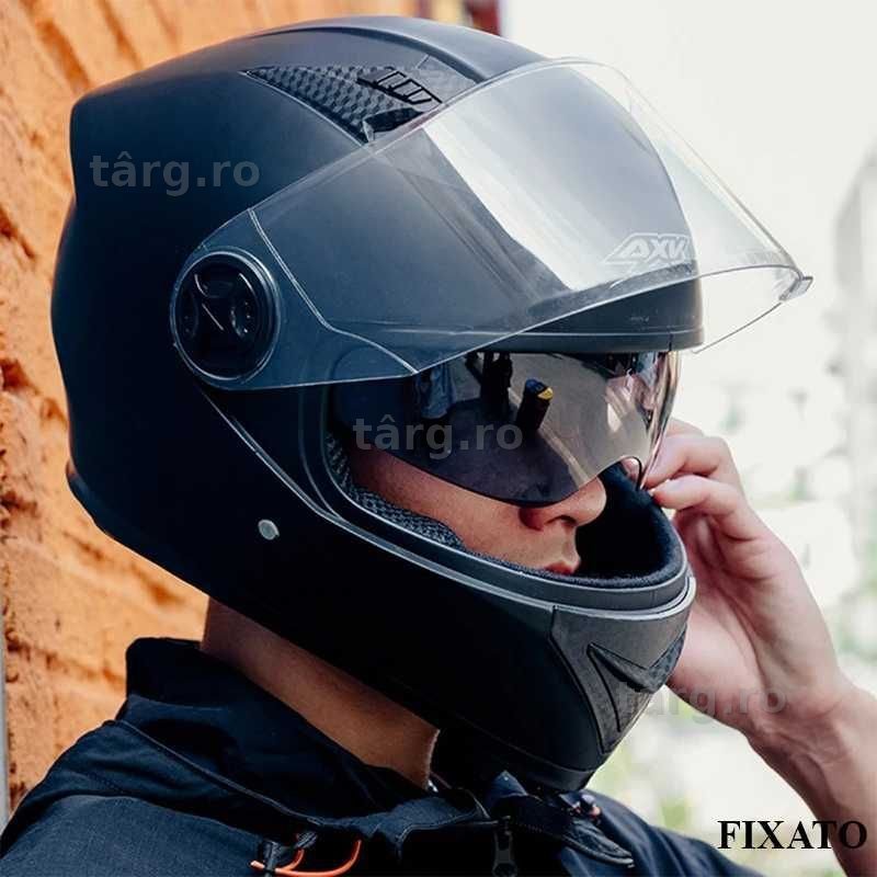 Casca Moto/Scuter/ATV, Viziera Dubla, Esarfa detasabila, Negru 8