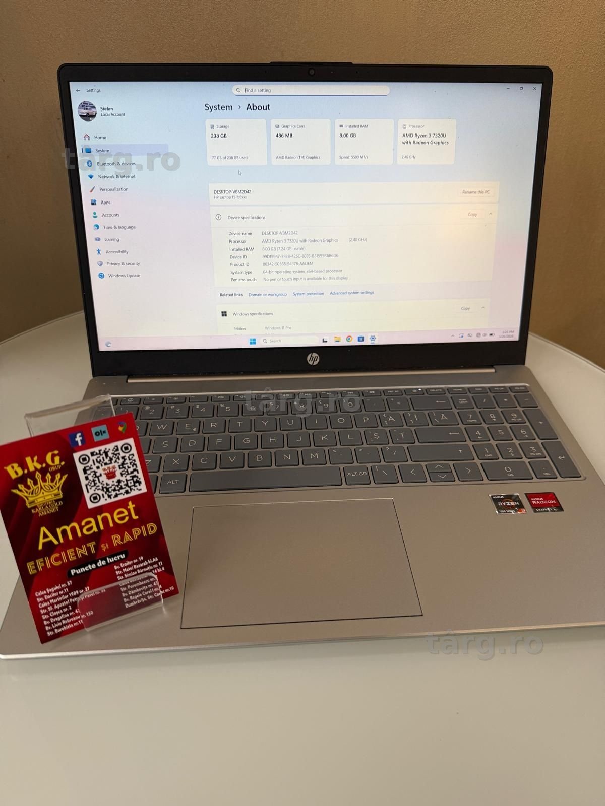 Laptop HP 15 Amanet BKG
