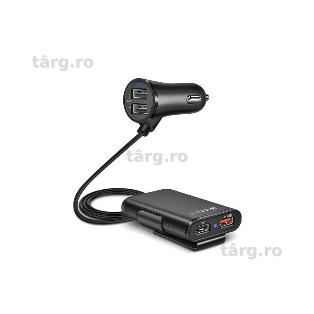Prelungitor ncarcator auto cu USB Quick Charge 3.0
