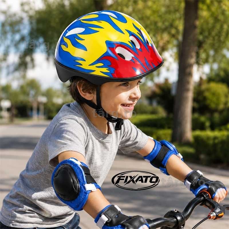 Set Protectie Pentru Copii 7 in 1, Casca, Genunchiere, Cotiere si Aparatori Incheieturi pentru Bicicleta, Trotineta, Role 8