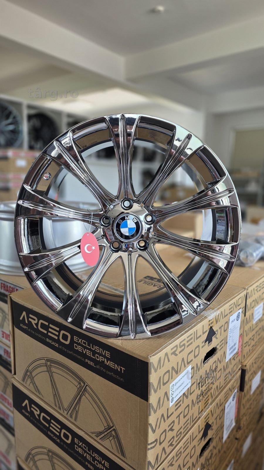 Jante BMW R19 5x120 Style 166 Full Chrome Noi Concave Seria 3 5 6 7 E39 E46 E60 E61 E63 E64 E65 E66 E67 E68 E90 E91 E92 E93