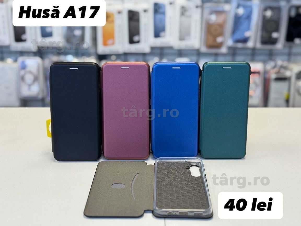 Husa piele ecologica tip carte, folie, cablu, incarcator  Samsung A17 2