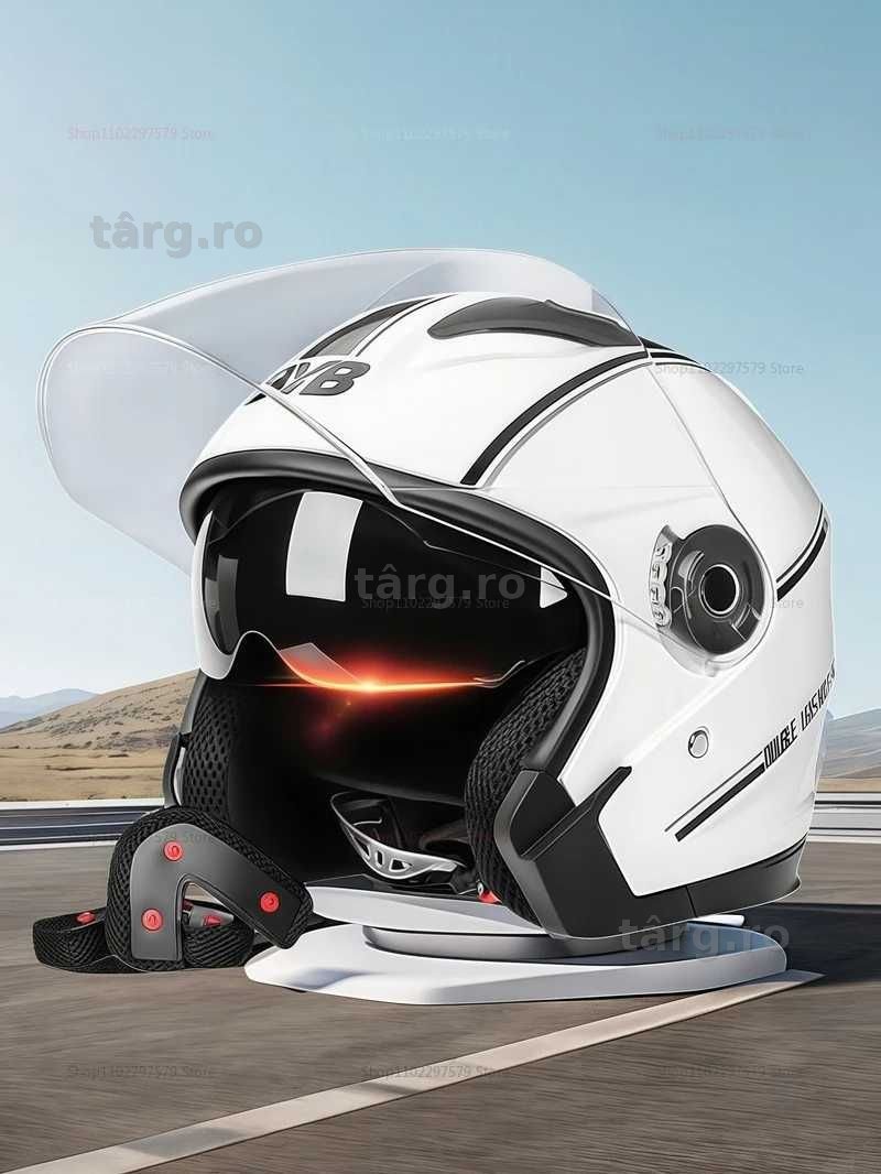 Casca Moto/Scuter/ATV, viziera dubla, marime universala, Alb 3