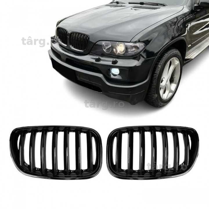 Grile Sport Nari Simple BMW X5 E53 Facelift, 2004-2006, Negru Lucios