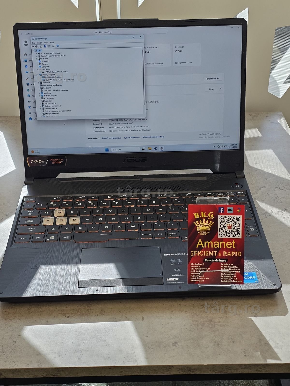 Asus Tuf Gaming F15 Amanet BKG