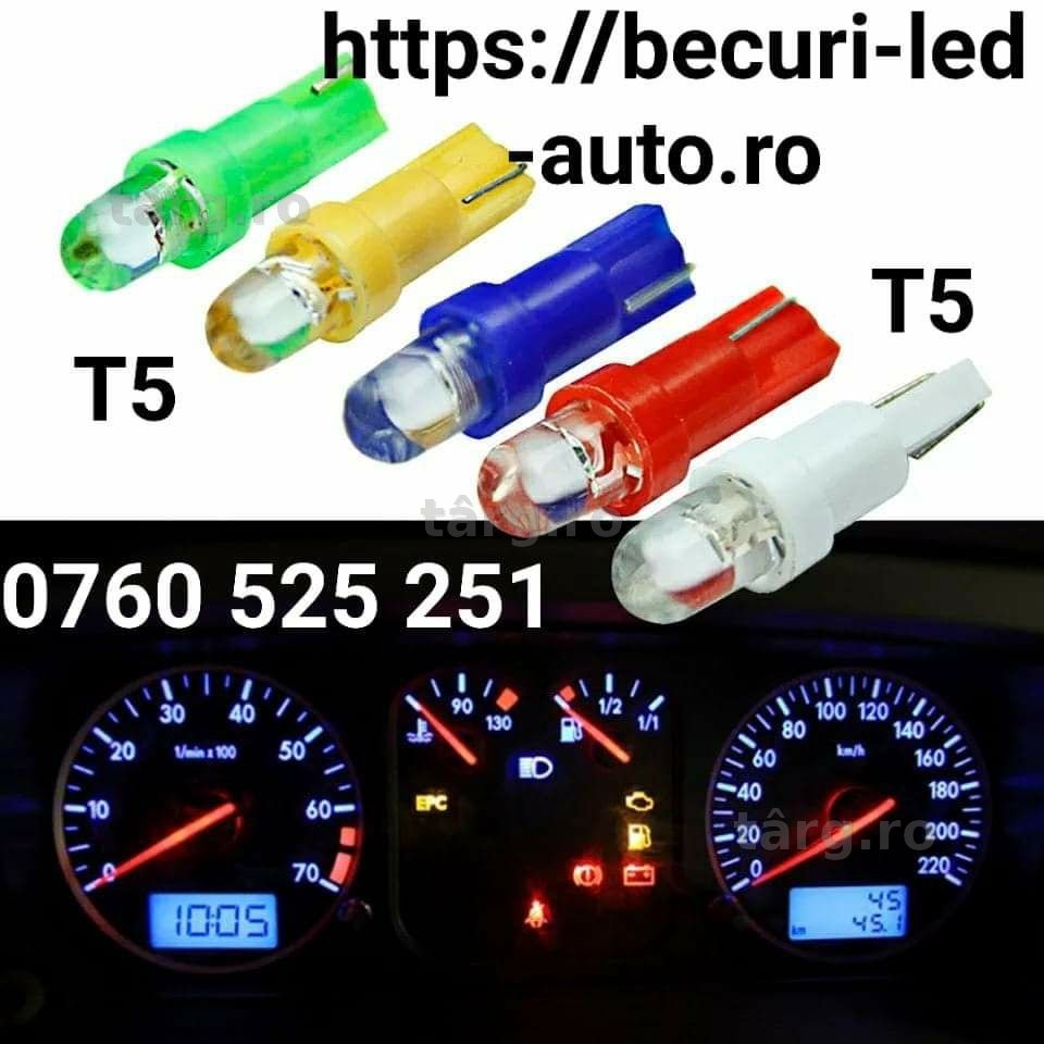 Becuri Led Pentru  Bord T5 (Alb,Albastru,Galben,Roșu si Verde)