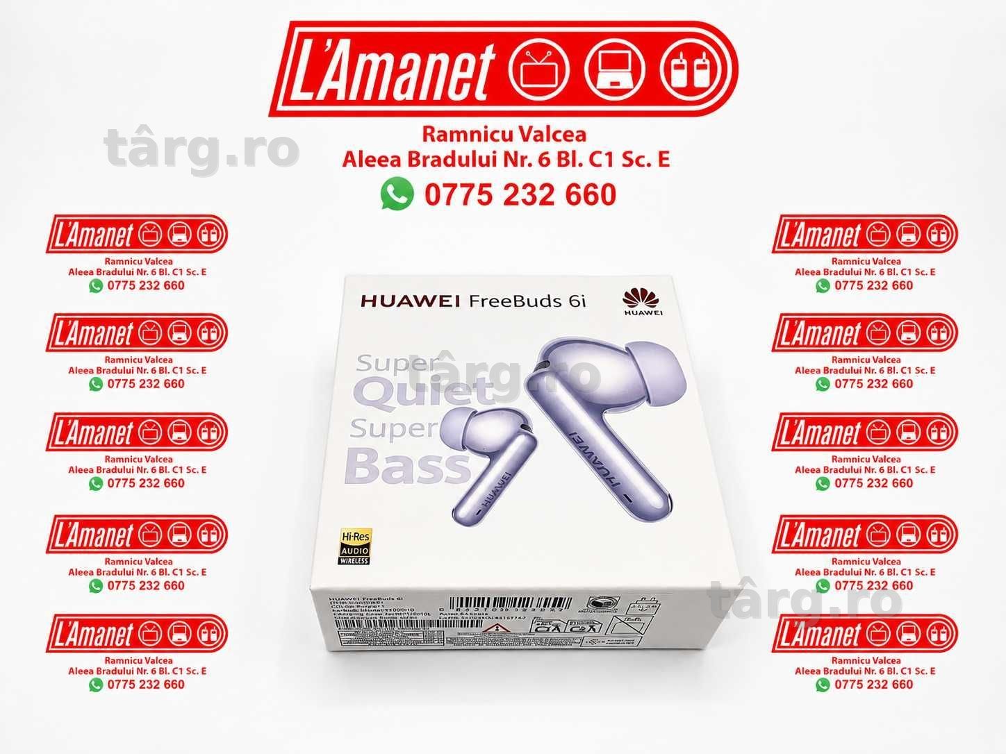 Casti In-Ear Huawei FreeBuds 6i True Wireless Hybrid ANC Bluetooth Purple Stare Excelenta