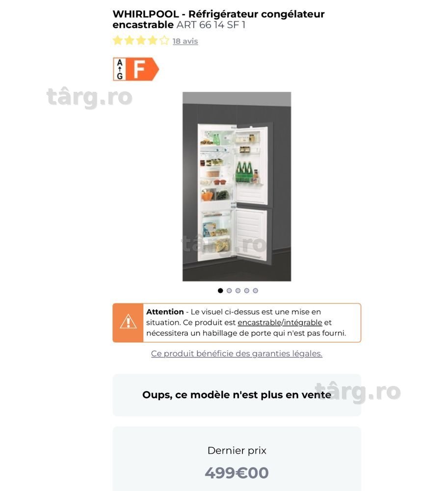 Combina frigorifica incorporabila Whirlpool ART6614