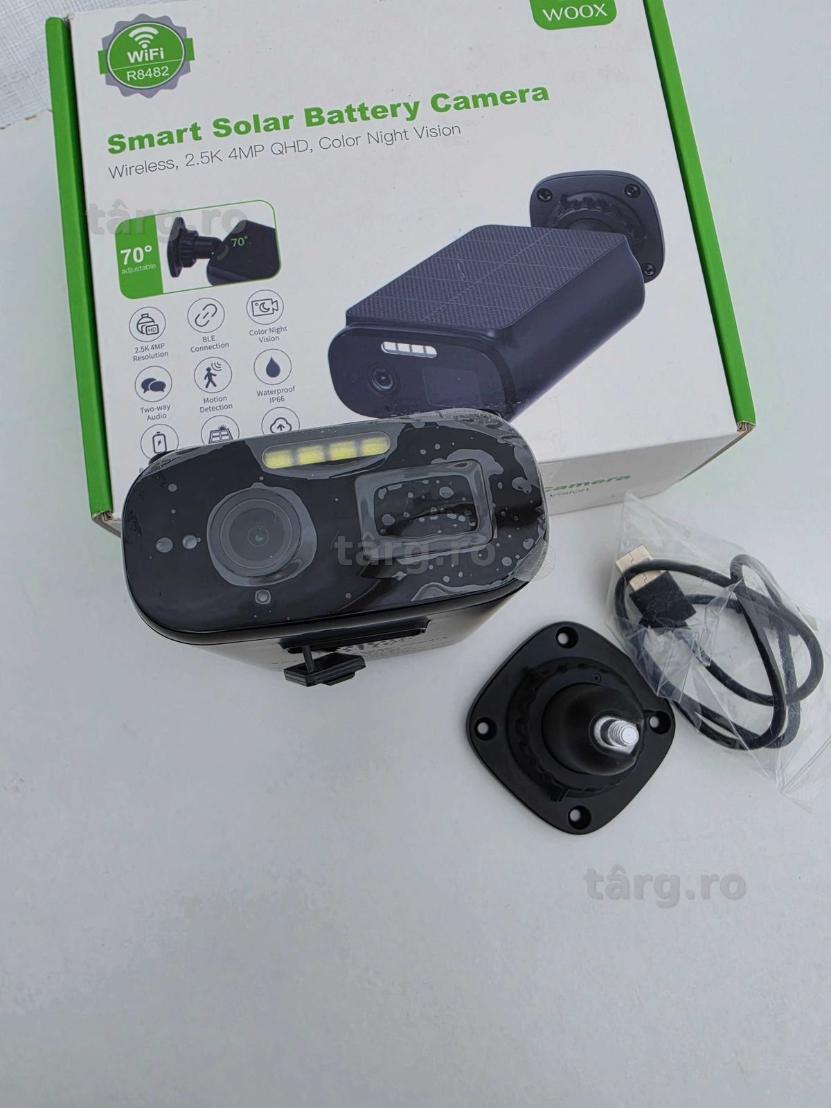 Cameră de supraveghere wireless pentru exterior WOOX 4MP cu panou solar - R8482 3
