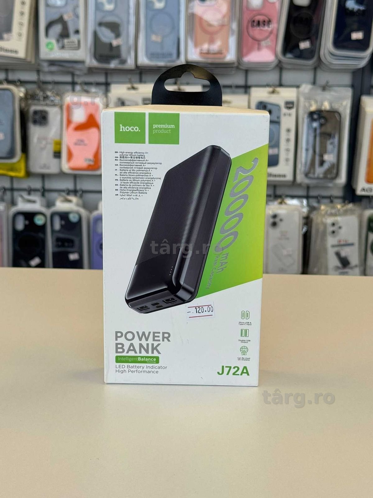 Baterie externa Hoco, 20.000mAh, 2 x USB, Indicator LED