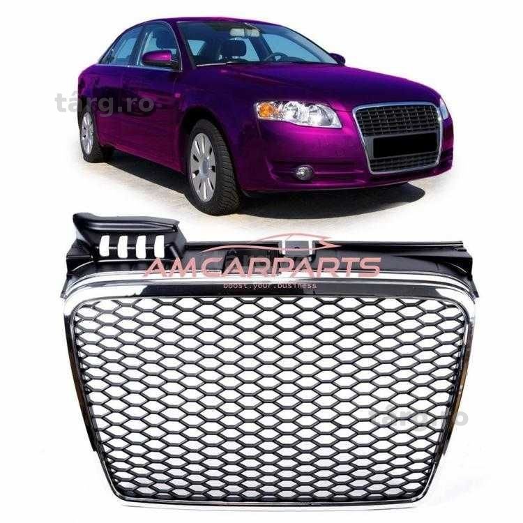Grila Audi A4 B7 model RS intre 2004-2008 Negru cu Crom